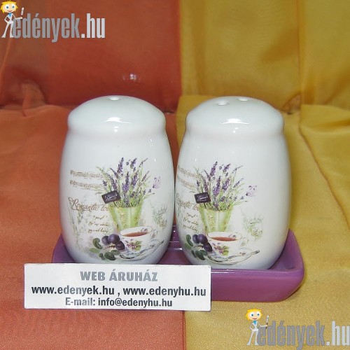 Kerámia só és borsszóró levendula mintás