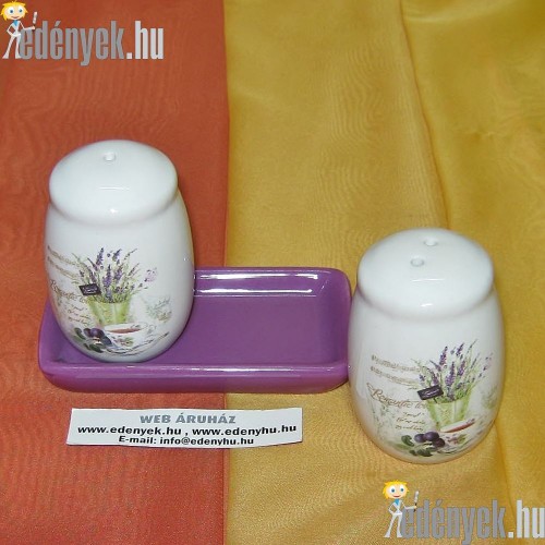 Kerámia só és borsszóró levendula mintás