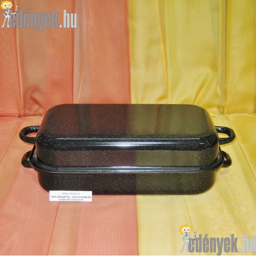 Magas zománcozott tepsi fedővel 35×20 cm
