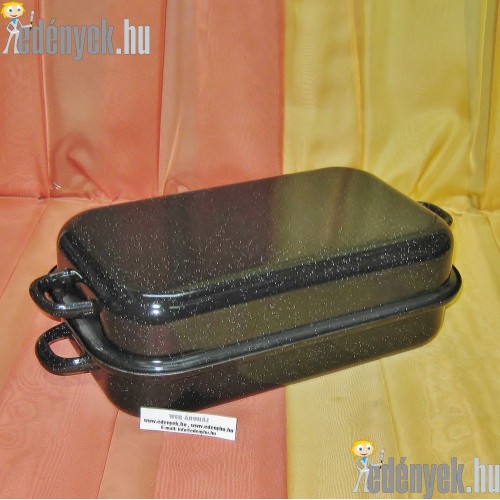 Magas zománcozott tepsi fedővel 35×20 cm
