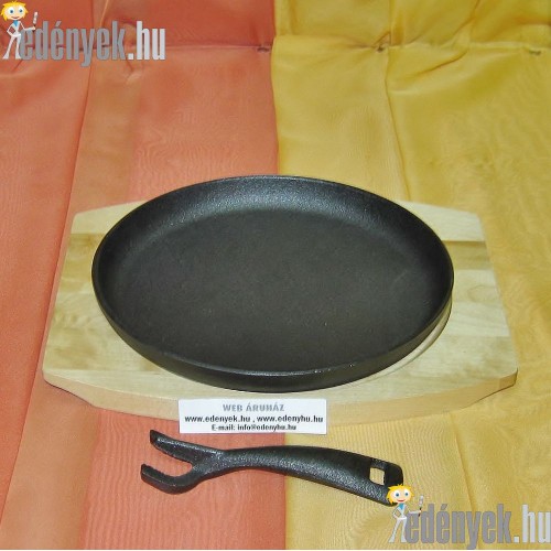 Öntöttvas grill szeletsütő fa alátéttel 22 cm