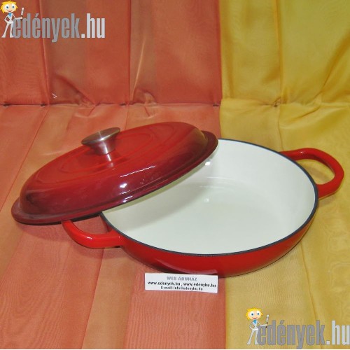 Öntöttvas zománcozott szeletsütő lábas - serpenyő fedővel 27 cm