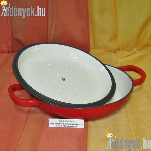 Öntöttvas zománcozott szeletsütő lábas - serpenyő fedővel 27 cm