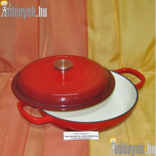 Öntöttvas zománcozott szeletsütő lábas - serpenyő fedővel 27 cm