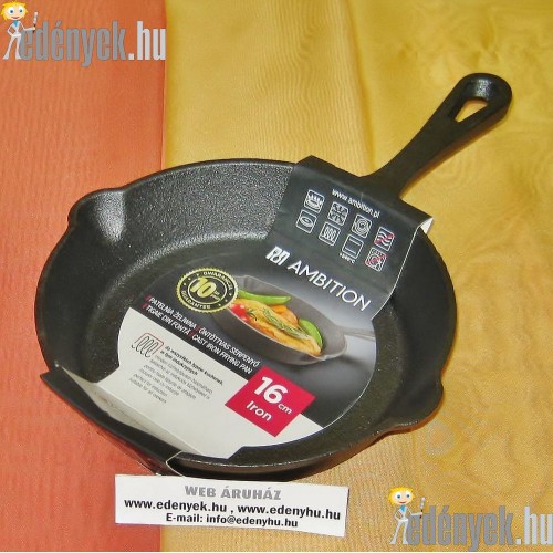 Nyeles öntöttvas serpenyő 16 cm